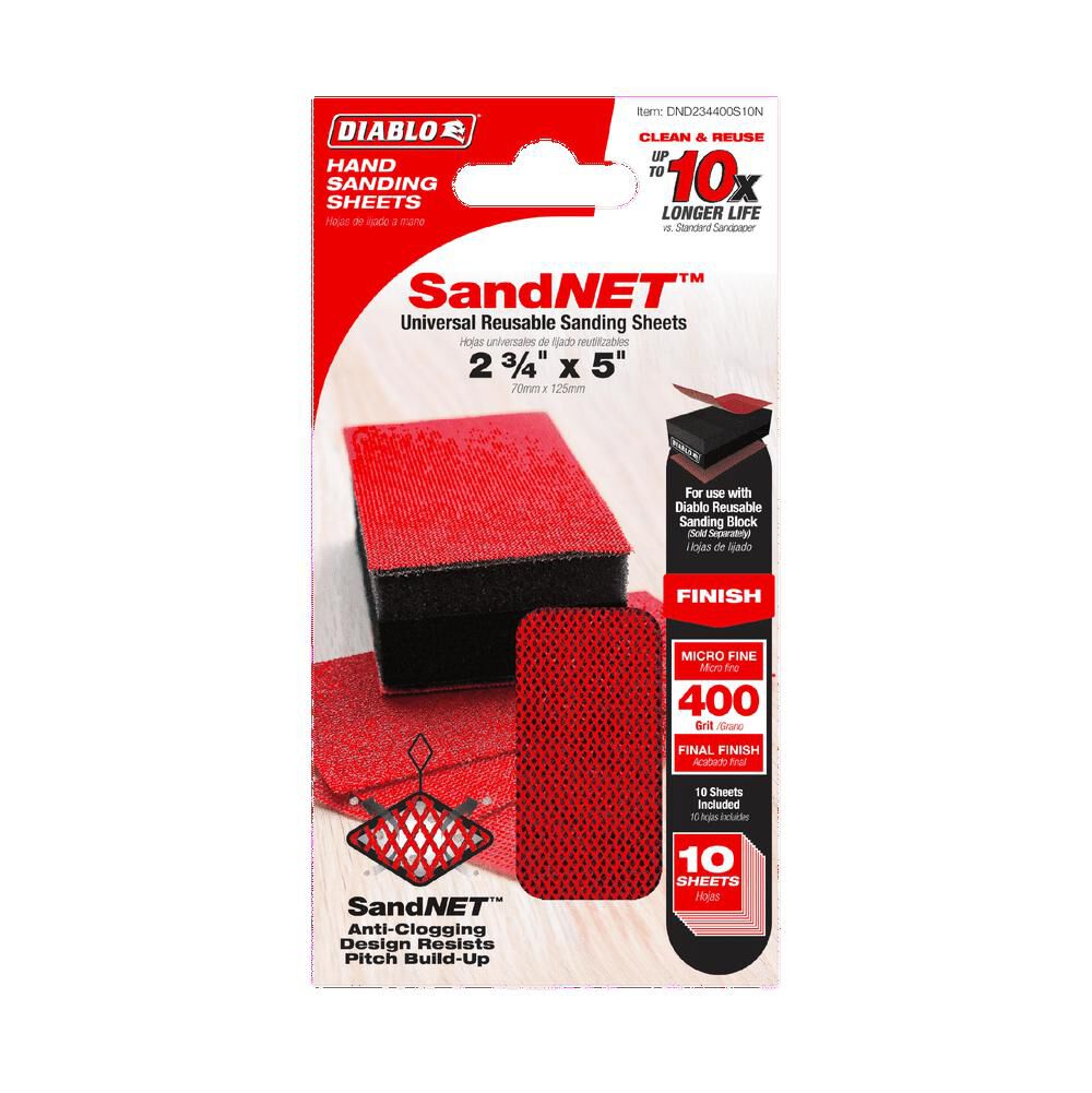 Diablo Tools 2-3/4inx5in 400-Grit SandNET Reusable Sanding Sheets 10pc, large image number 3