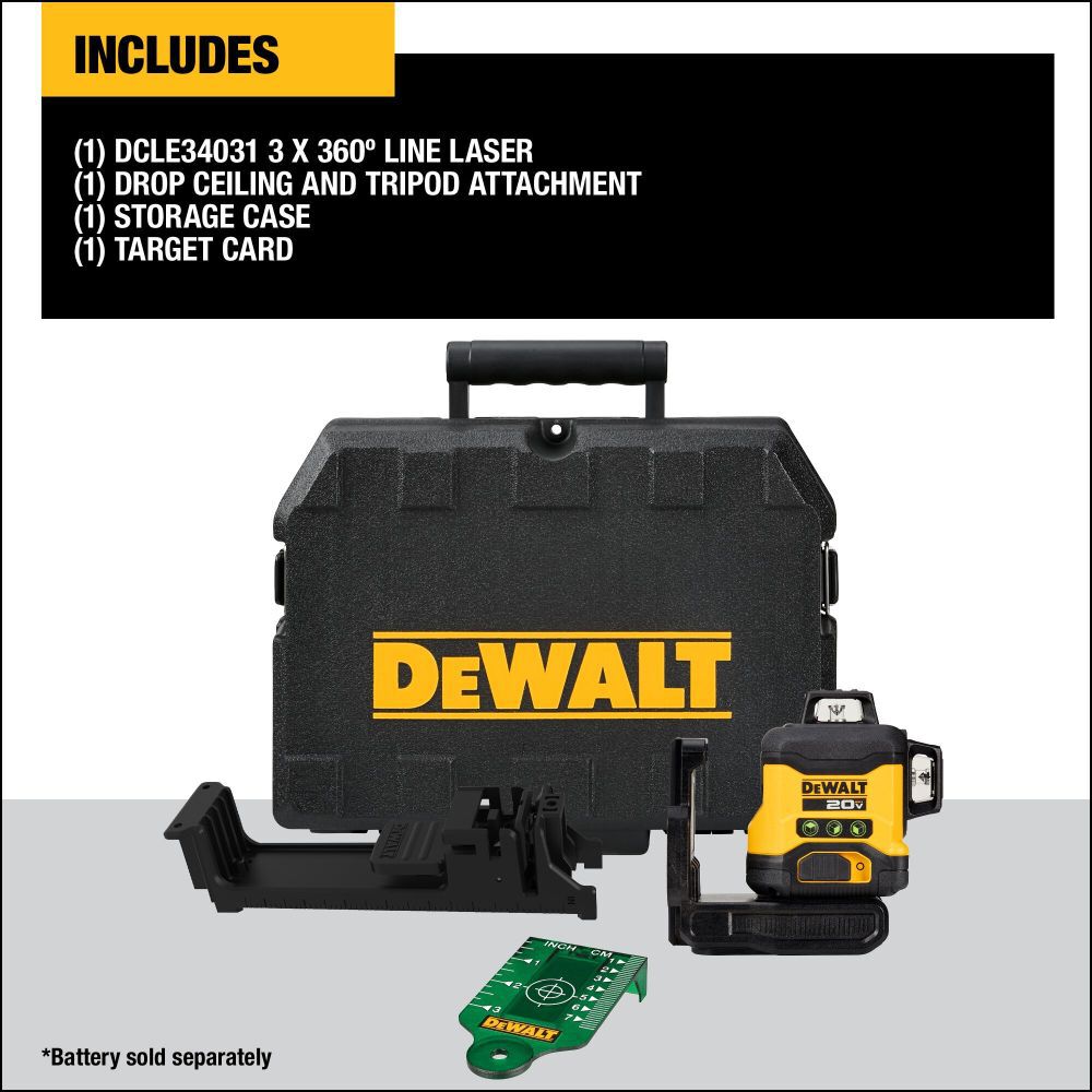 DEWALT ATOMIC 20V 3 x 360 Line Laser Bare Tool DCLE34031B Acme Tools