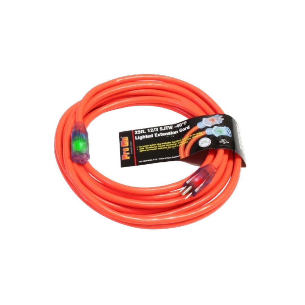 Century Wire ProGlo 25 ft 12/3 SJTW Orange Coldweather Lighted Extension Cord, large image number 1