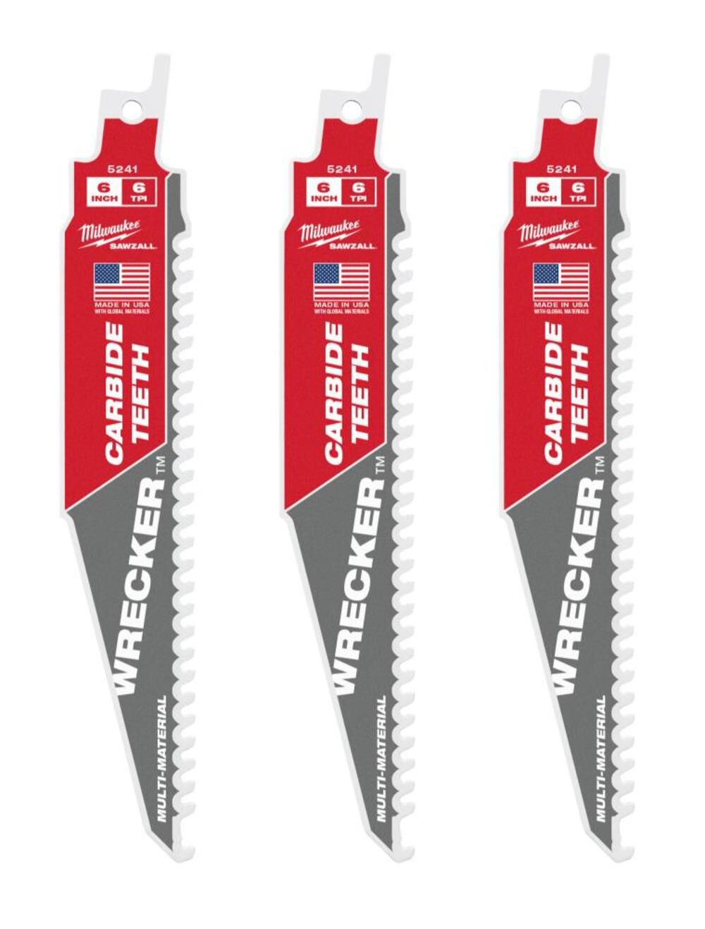 Milwaukee 6inch 6 TPI THE WRECKER with Carbide Teeth SAWZALL Blade 3PK, large image number 15