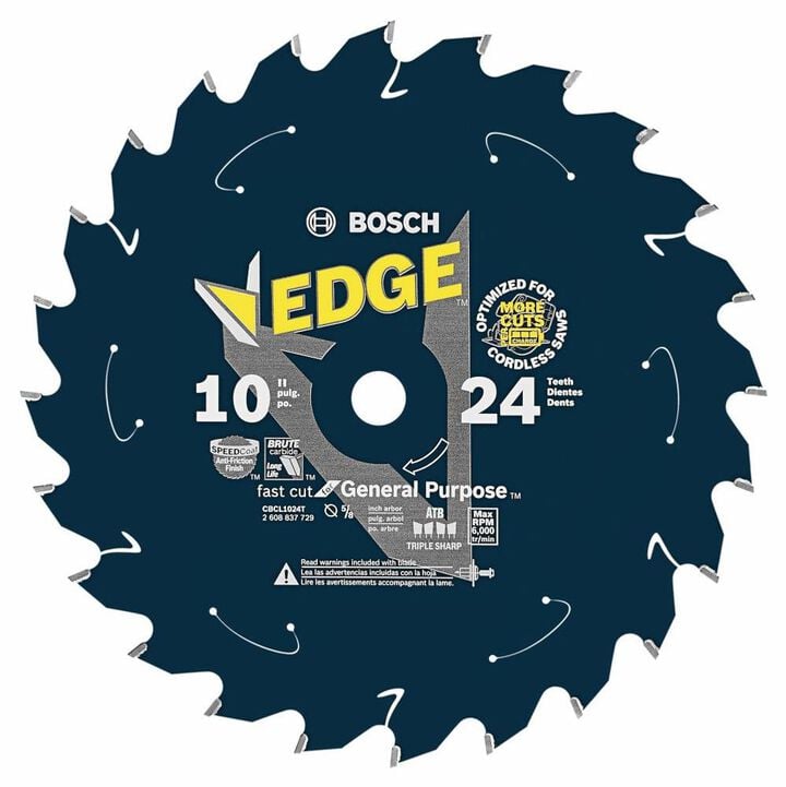 Bosch 10 Inch 24 Tooth Edge Cordless Circular Saw Blade for General Purpose
