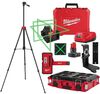 Milwaukee M12 Green 360-Degree 3-Plane Laser Kit, 165 Foot Laser Line Detector, 360 Laser Bracket, Laser Track Clip, PACKOUT Tool Box, & 72 Inch Laser Tripod, small image number 1