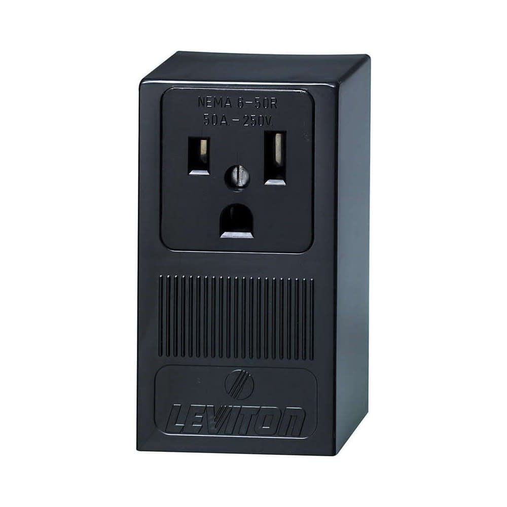 Leviton 2 Pole Grounded Single Outlet Receptacle 50A 250V Black – 3265444