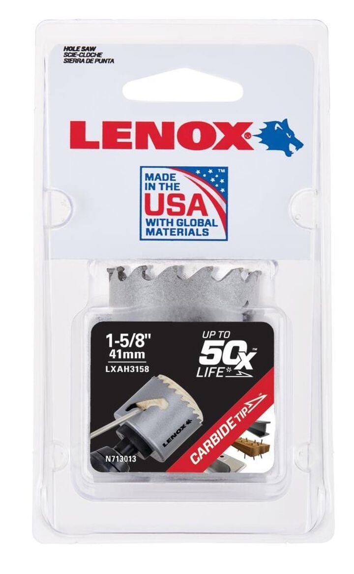 Lenox Hole Saw Carbide Tipped 1 5/8in 41mm, large image number 1