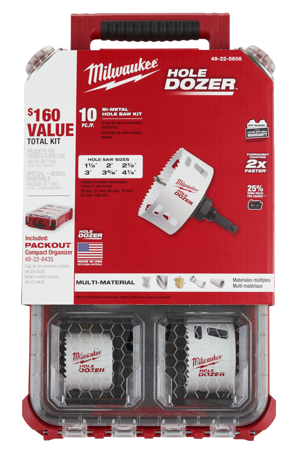 Milwaukee HOLE DOZER Bi-Metal Hole Saw Kit with PACKOUT