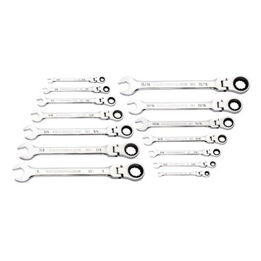 GEARWRENCH 14 Pc 90T 12 Point Flex Head Ratcheting Combination SAE Wrench Set, large image number 1