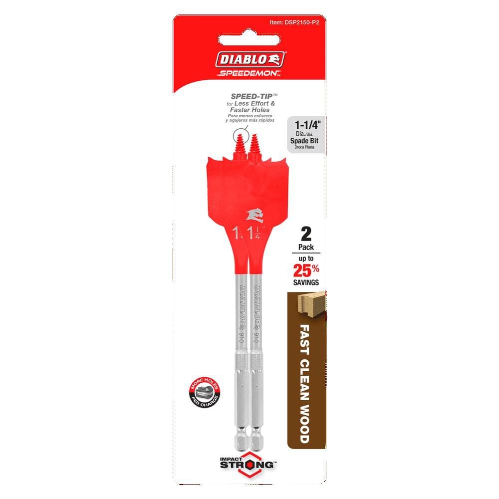 Diablo Tools 1-1/4in x 6in SPEEDemon Spade Bit 2 Pack, large image number 3