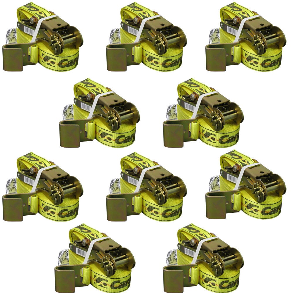 Allied International Cargoloc 2inx27′ Ratchet Tie Down with Flat Hooks – 10 Pack – 82292-10