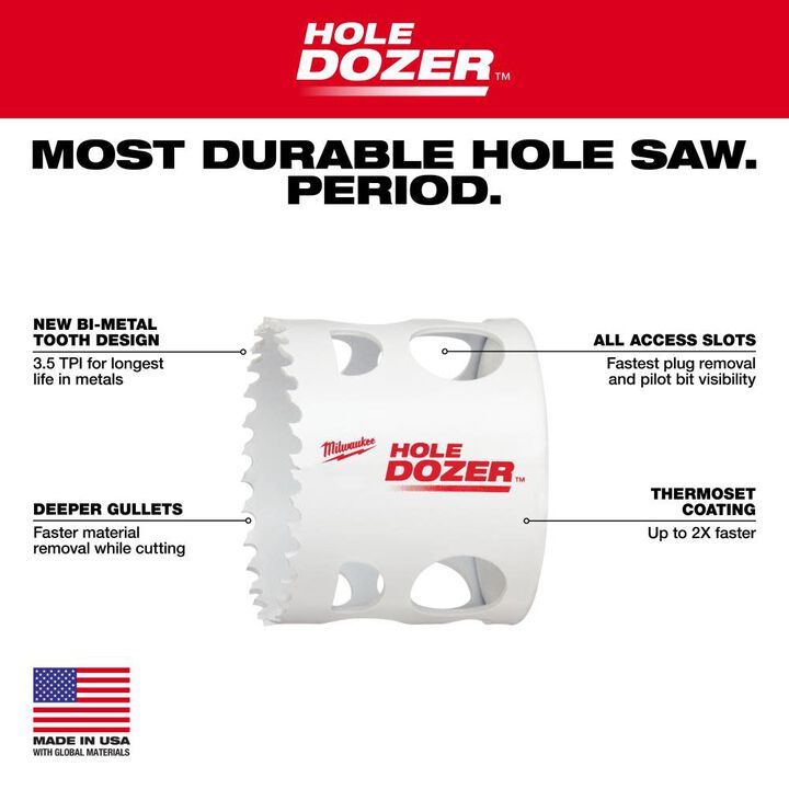 Milwaukee 2-1/8inch HOLE DOZER Bi-Metal Hole Saw, large image number 2