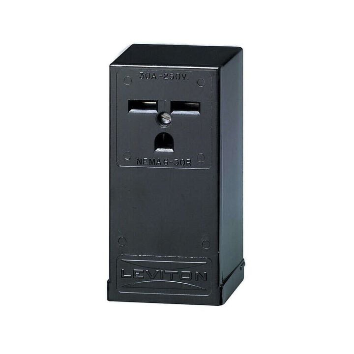 Leviton Grounded Single Outlet Receptacle 30A 250V Black 2 Pole, large image number 0