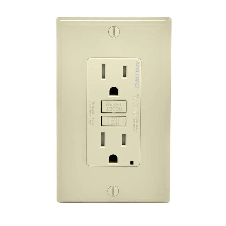 Leviton SmartlockPro AFCI/GFCI Outlet 15A 125V Duplex Light Almond, large image number 0