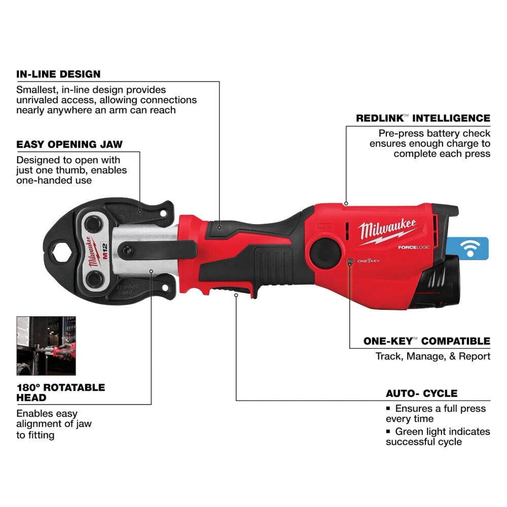 Milwaukee M12 Press Tool with 1/2 - 1 Inch Jaws Kit and PACKOUT Backpack Bundle, large image number 4