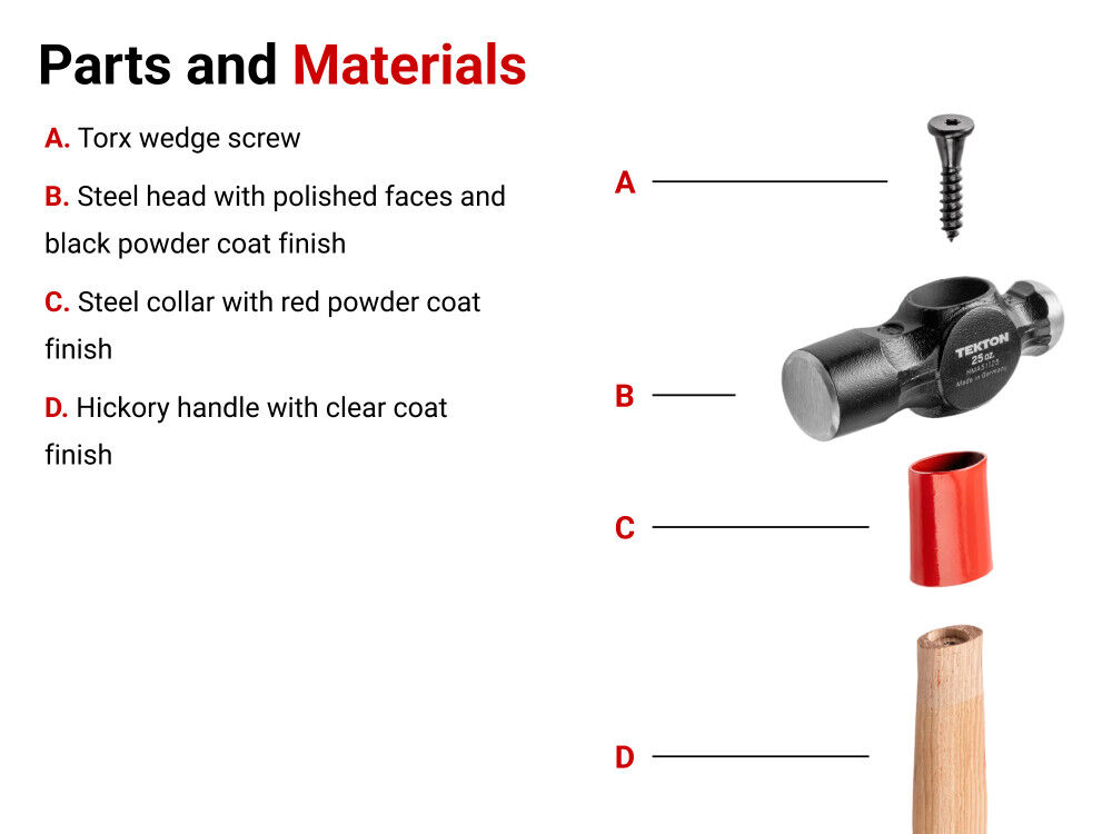 Tekton Ball Peen Hammer Set, 8 Oz, 12 Oz, 16 Oz, 25 Oz, 32 Oz, 5 Pieces, large image number 5