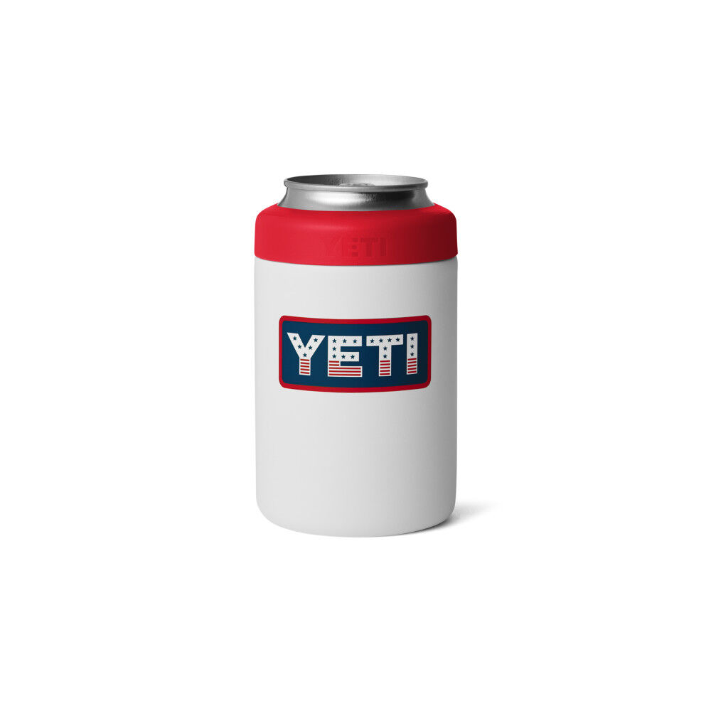 YETI Rambler 12 Oz Colster Can Cooler White and Rescue Red with Patriotic Badge, large image number 1