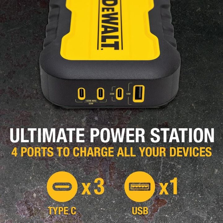 DEWALT 100W 120V 4-Port Black/Yellow USB Charging Station, large image number 1