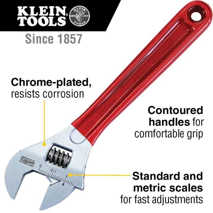 Klein Tools 10 Inch Precision Adjustable Wrench, large image number 1
