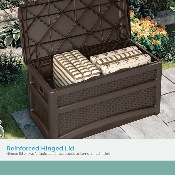 Suncast 73 Gallon Medium Resin Deck Box With Seat, Java, large image number 5