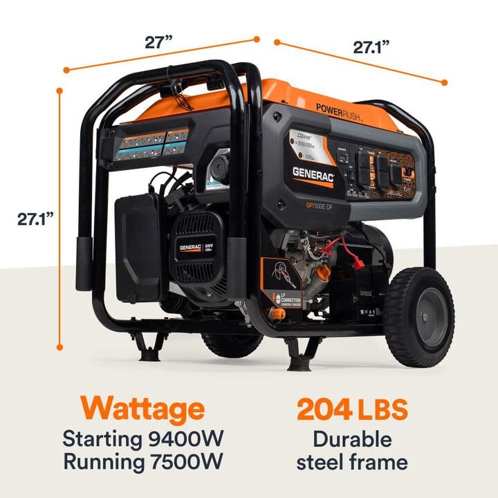 Generac 9,400 Watt Dual Fuel 49-State Portable Generator with COsense Technology, large image number 5