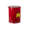 Justrite 21 Gallon Red Hand-Operated Cover Oily Waste Can, small