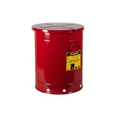 Justrite 21 Gallon Red Hand-Operated Cover Oily Waste Can, large image number 1