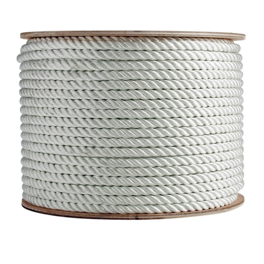 Erin Rope 1/2 Inch x 100 Ft. White Nylon 3-Strand Twisted Rope – TWN160100