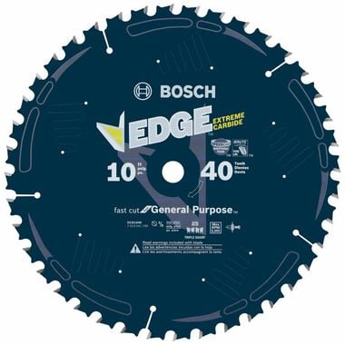 Bosch 10 In. 40 Tooth Edge Circular Saw Blade for General Purpose, large image number 0