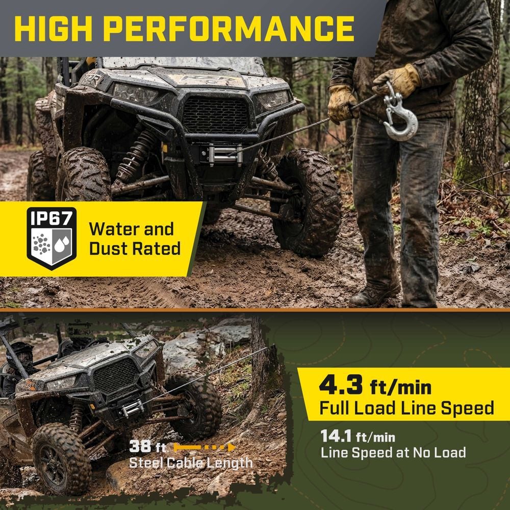 Champion Power Equipment ATLAS 4200 lb ATV/UTV Steel Cable Winch Kit with Mini-Rocker, large image number 6