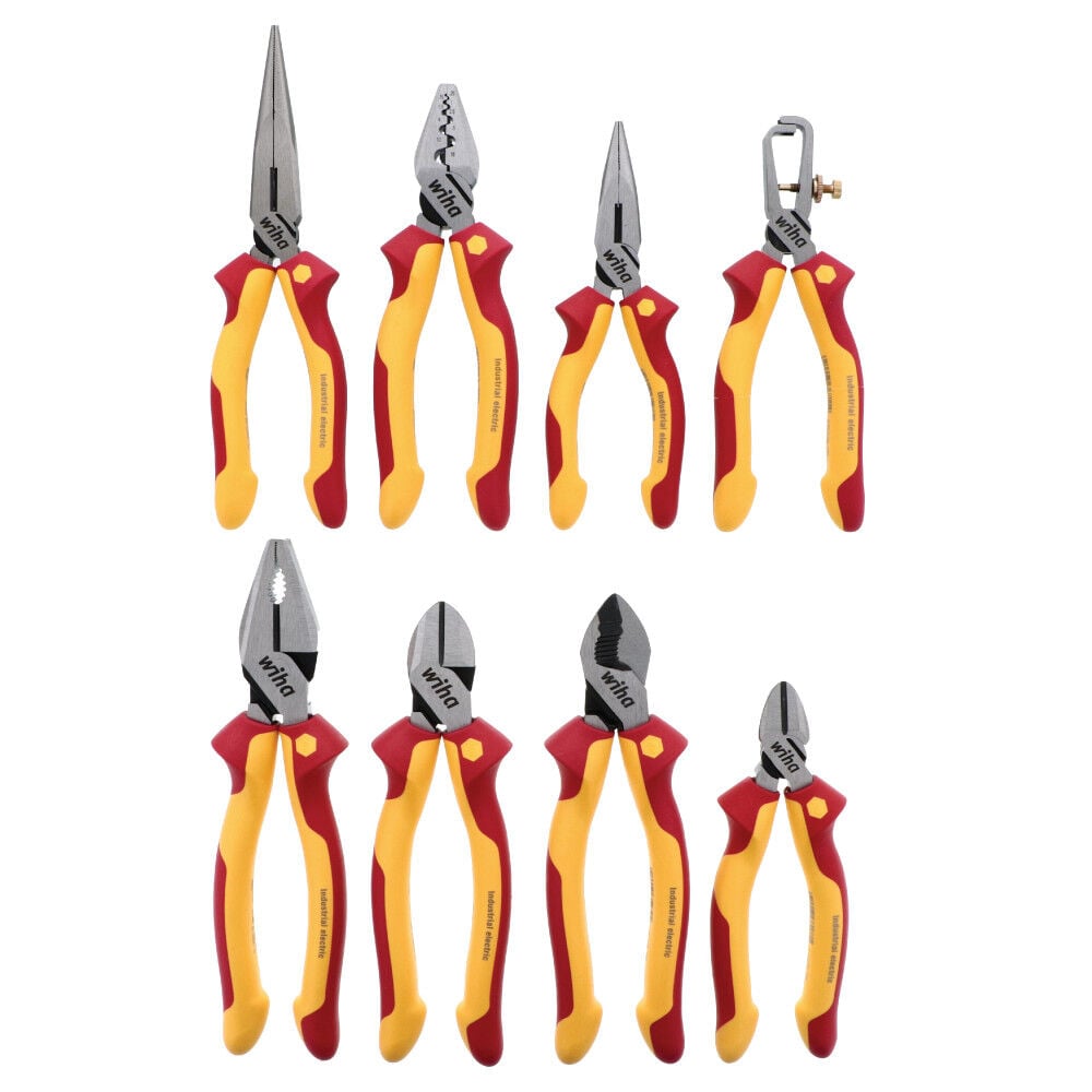 Wiha Insulated Industrial Pliers Cutters Set with Canvas Pouch 8pc, large image number 2