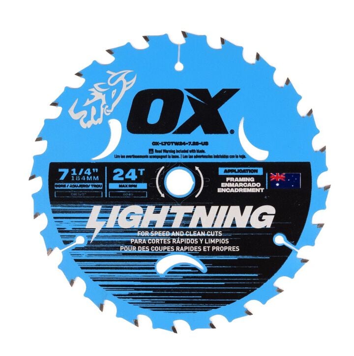 Ox Tools Pro Lightning 7-1/4 Inch 24T Circular Saw Blade