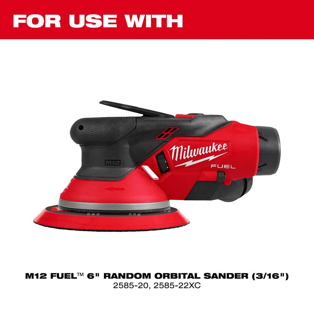 Milwaukee 6 Inch Hook and Loop Sander Backing Pad - Firm, large image number 2