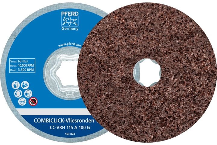 Pferd COMBICLICK Surface Conditioning Disc Hard,4-1/2 Inch,100 Grit Coarse, Aluminum Oxide, large image number 0
