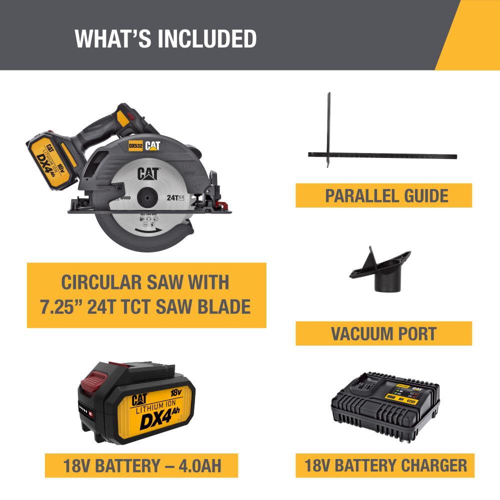 CAT 18V 7-1/4 in Cordless Circular Saw with Brushless Motor DX532, large image number 10