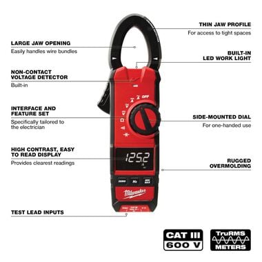 Milwaukee 600A AC/DC Clamp Meter, large image number 2
