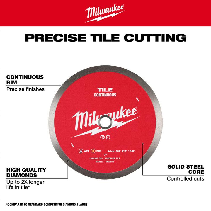 Milwaukee 7 Inch Continuous Rim Diamond Blade for Tile and Stone, large image number 3