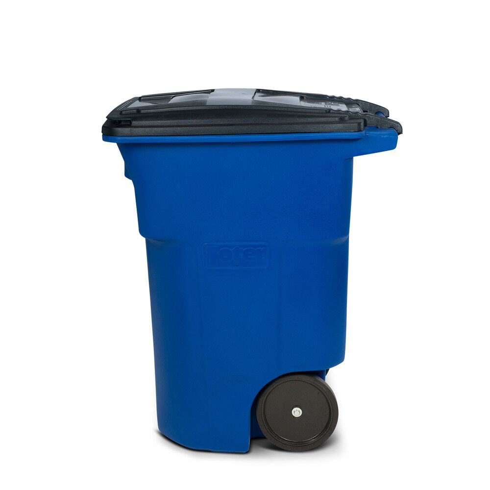 Toter 96 Gallon Trash Can with Smooth Wheels and Lid Blue, large image number 5