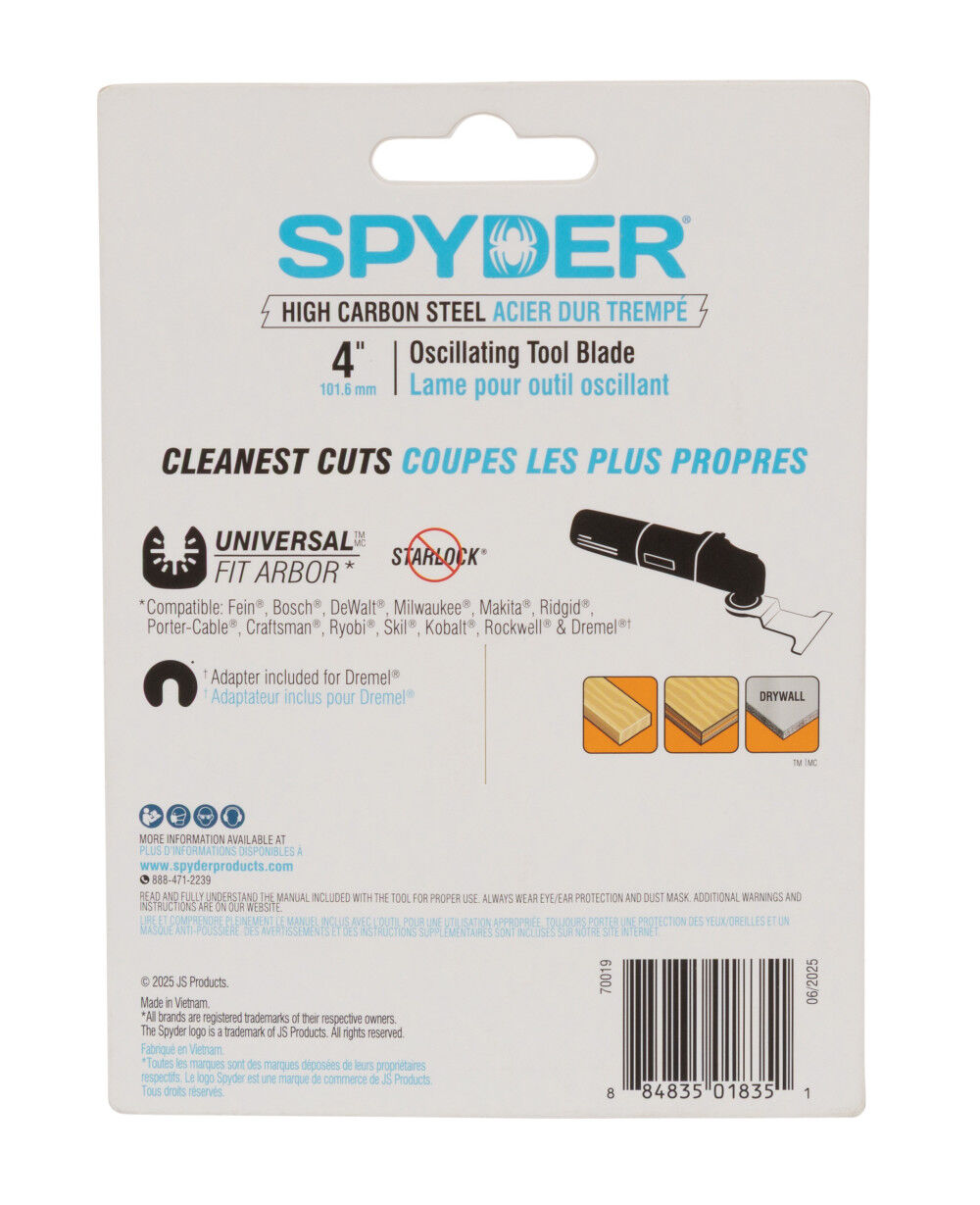Spyder 4 Inch Half Moon Oscillating Tool Blade for Clean Wood and PVC, large image number 9