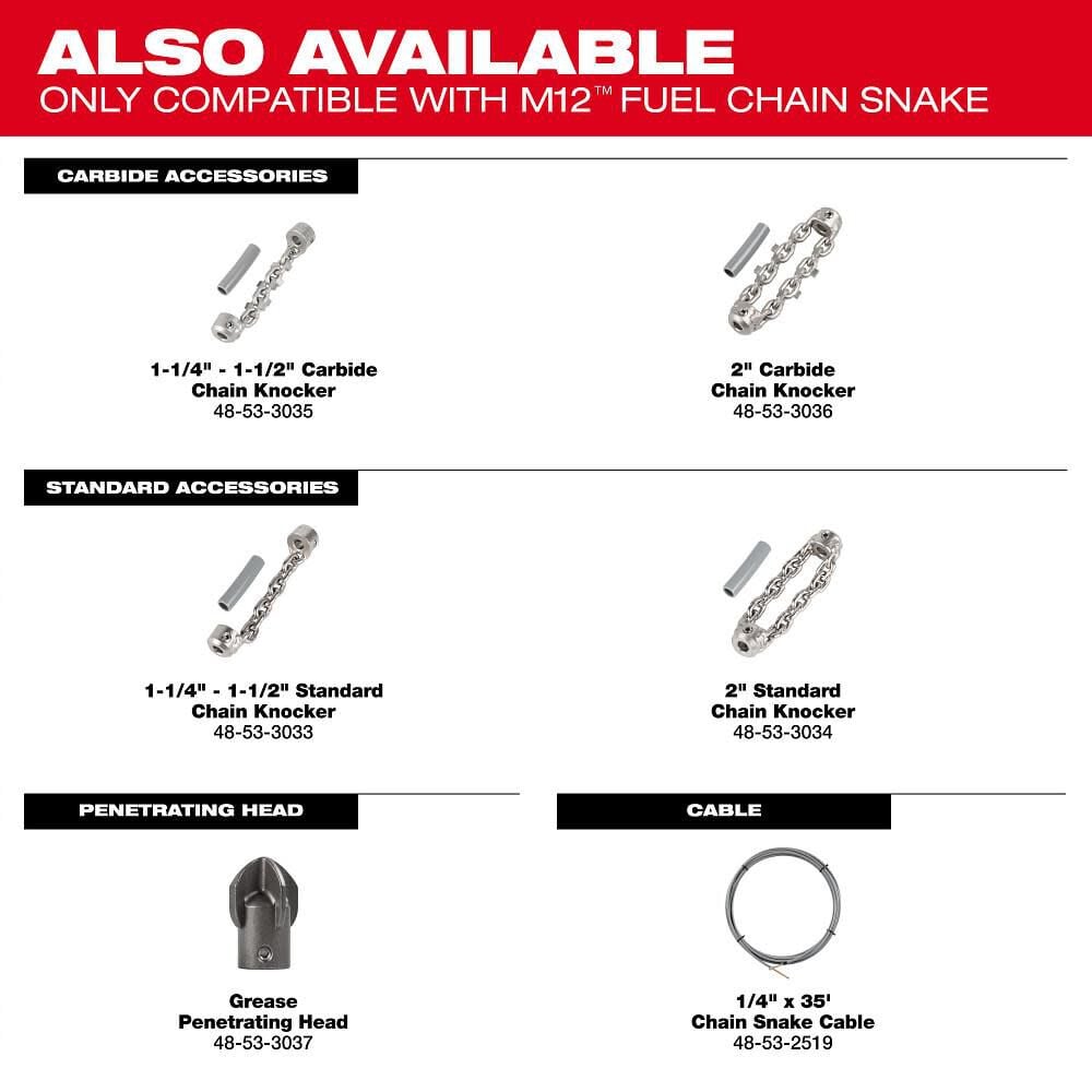 Milwaukee M12 FUEL High Speed Chain Snake for 1-1/4 Inch-2 Inch Pipes, large image number 10