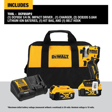DEWALT ATOMIC 20V MAX 1/4in Brushless Cordless 3-Speed Impact Driver, large image number 2