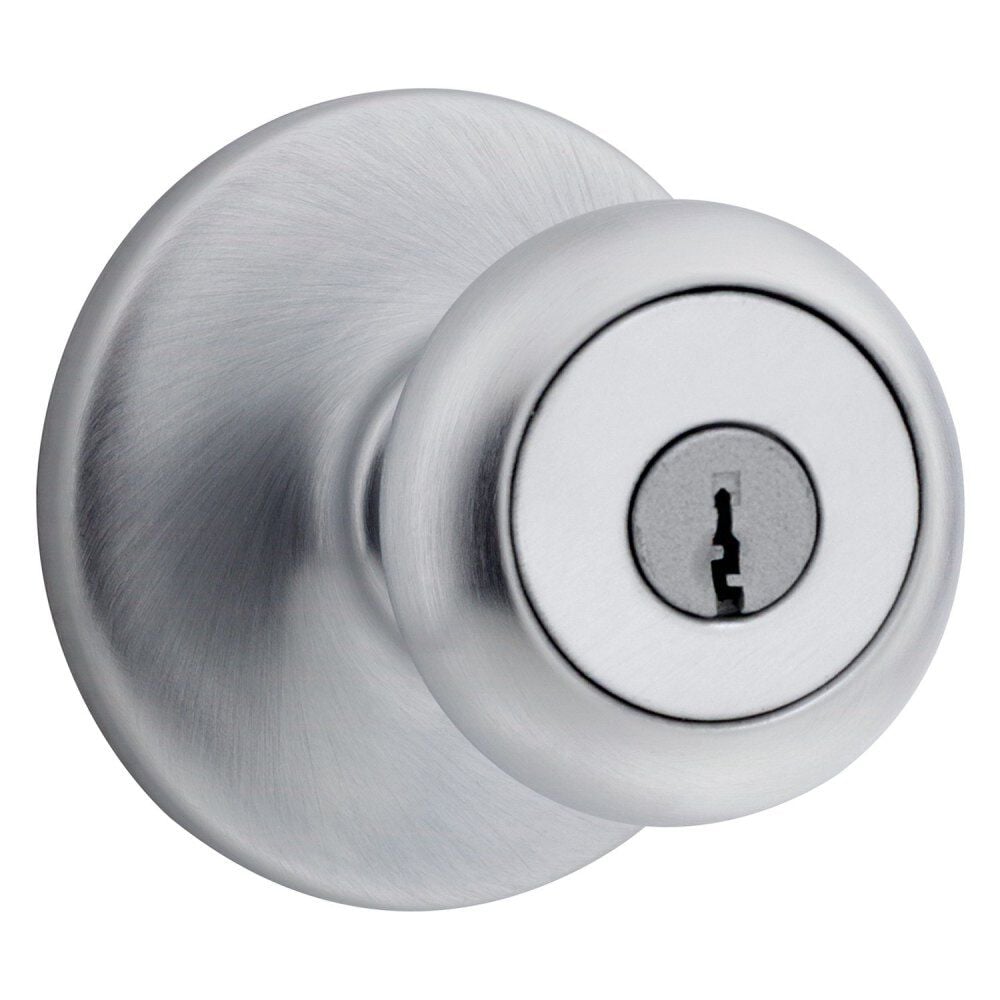 Kwikset Satin Chrome Mobile Home Keyed Entry Lockset Knob – 94002-824