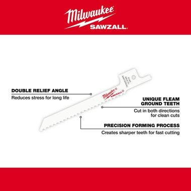 Milwaukee 3-5/8 in. 18 TPI SUPER SAWZALL Blades 5PK, large image number 4