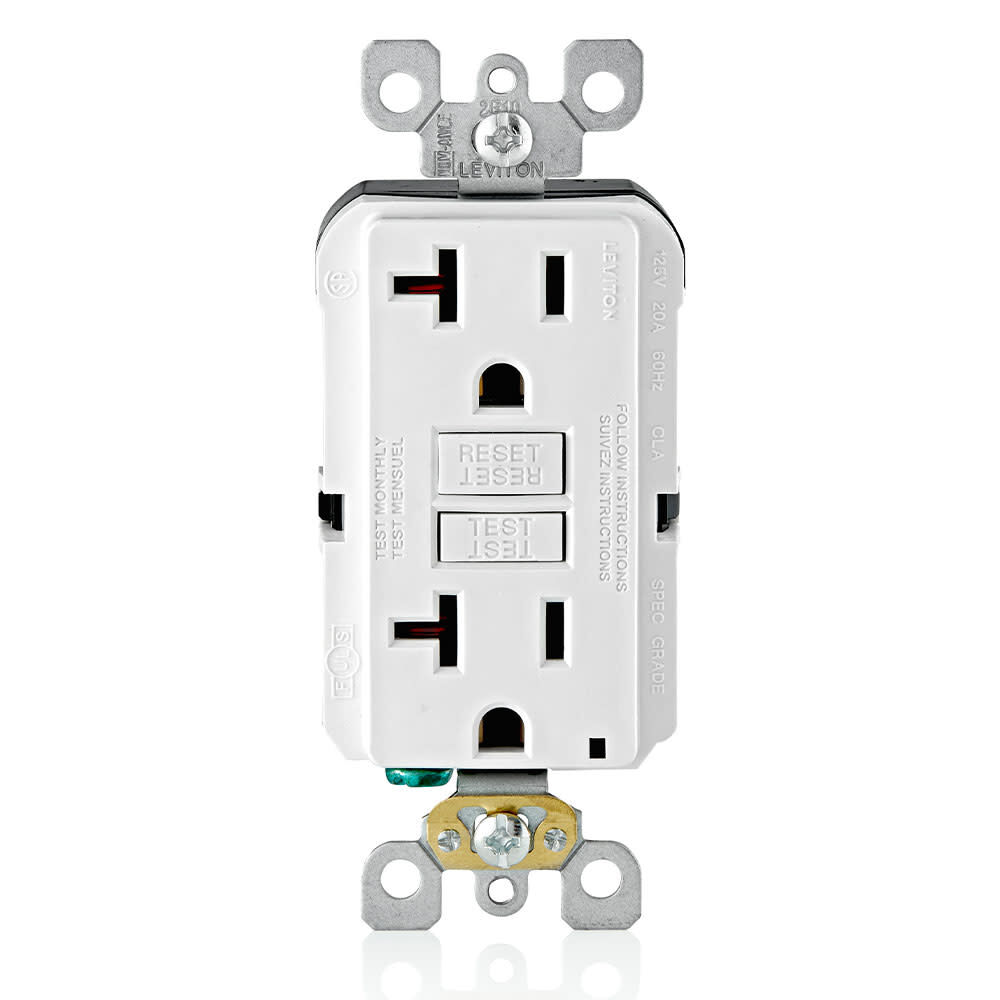 Leviton SmartlockPro GFCI Outlet 20A 125V 5-20R White Duplex, large image number 3