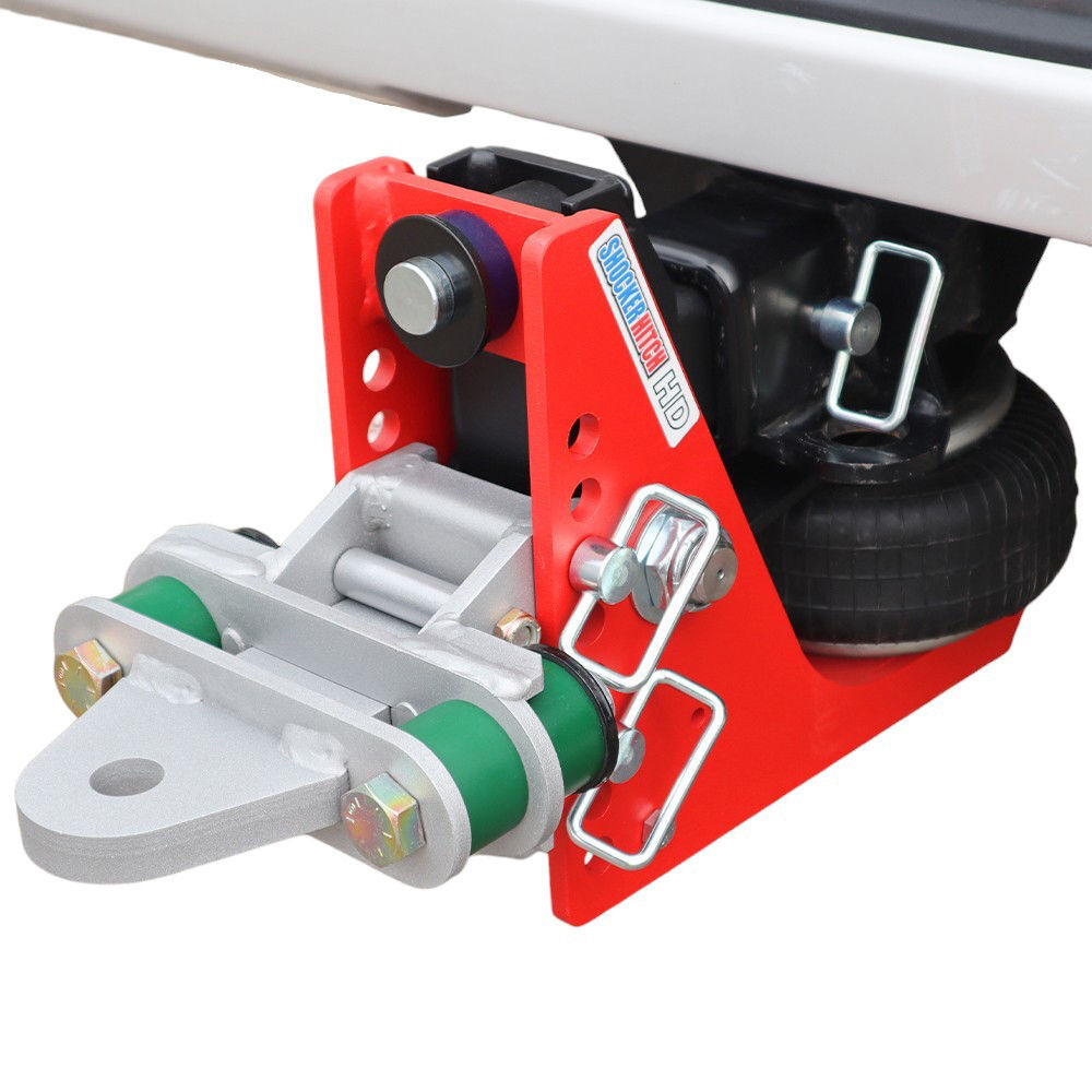 Shocker Hitch HD 20K 2 Inch Air Receiver Hitch & Quad Cushion Drawbar with 1 Inch Hole, large image number 2