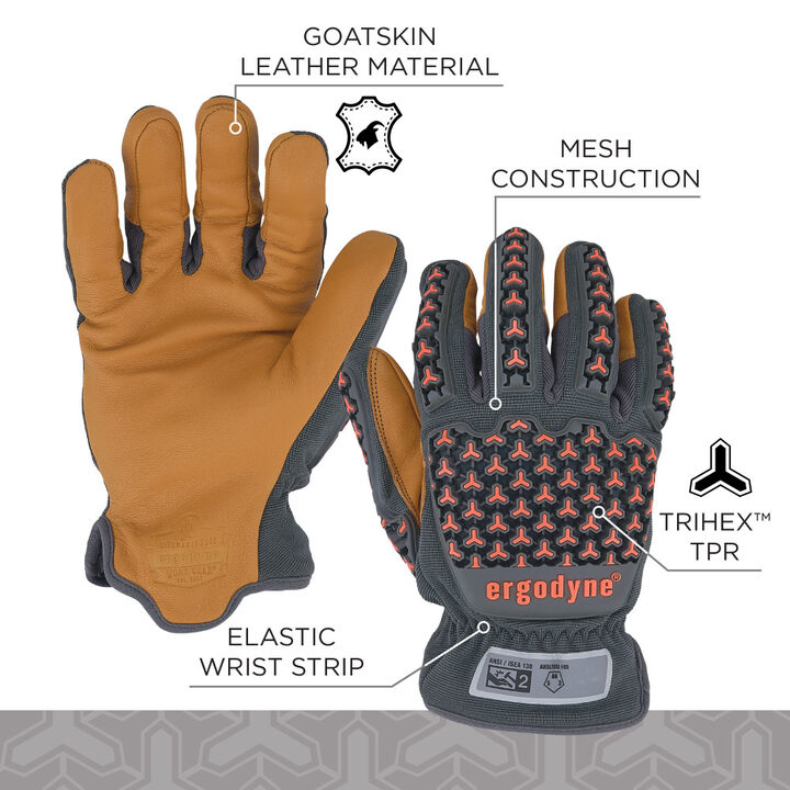 Ergodyne 712 Cut-Resistant Leather Impact Gloves Medium Brown, large image number 5