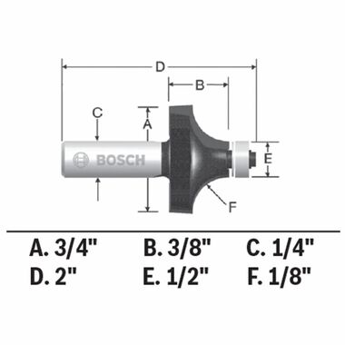 Bosch 1/8 In. x 3/8 In. Carbide Tipped Roundover Bit, large image number 5