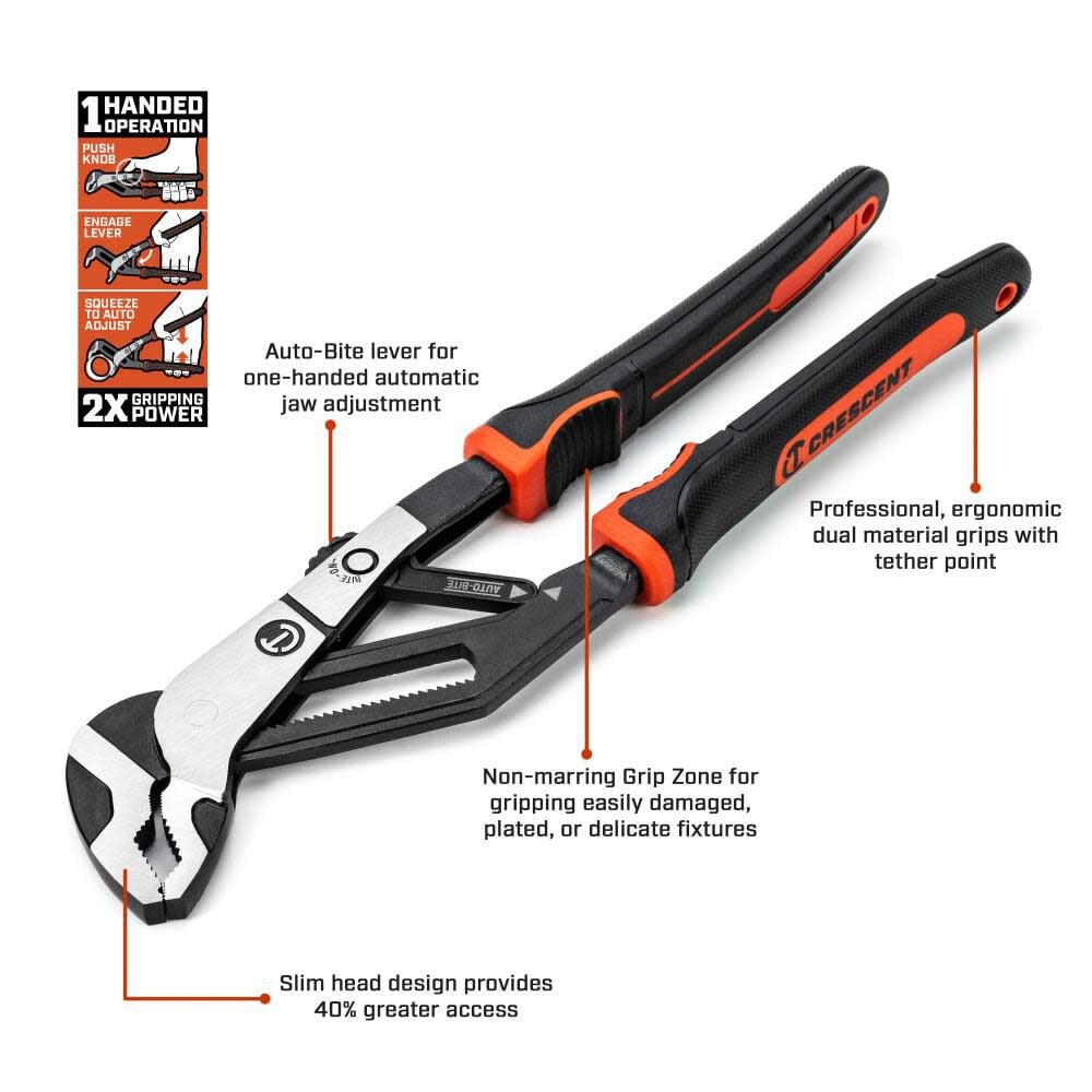 Crescent Z2 Auto-Bite Tongue and Groove Pliers 8in Dual