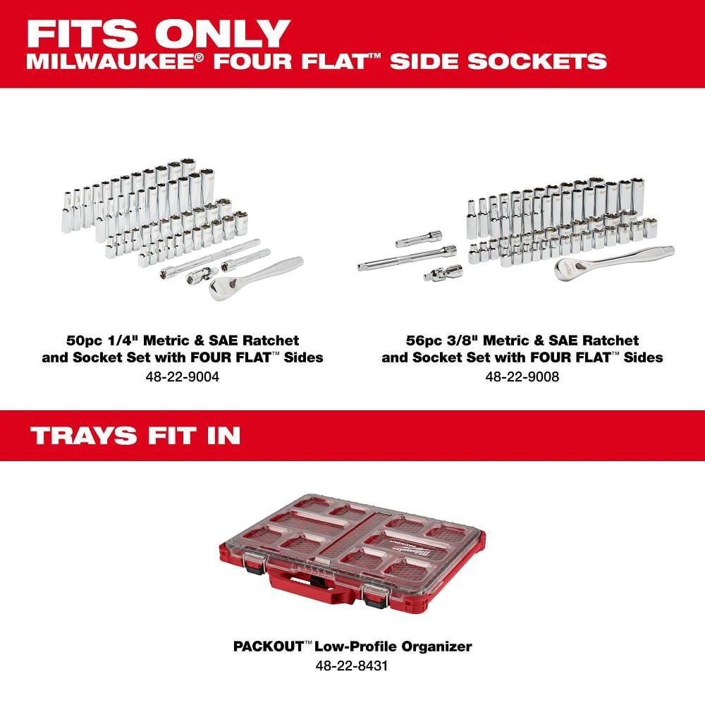 Milwaukee SAE & Metric PACKOUT Trays for 1/4in & 3/8 Ratchet & Socket Set, large image number 2