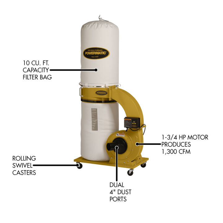 Powermatic Dust Collector 1.75HP 1PH 115/230 V 30-Micron Bag Filter Kit, large image number 1