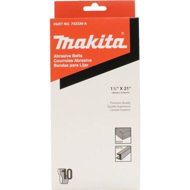 Makita 1-1/8 in. x 21 in. 180-Grit Abrasive Belt (10-Pack), large image number 1