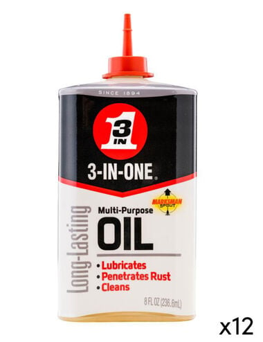3-In-One Multi-Purpose Oil 8oz Long-Lasting Lubricant 12pk