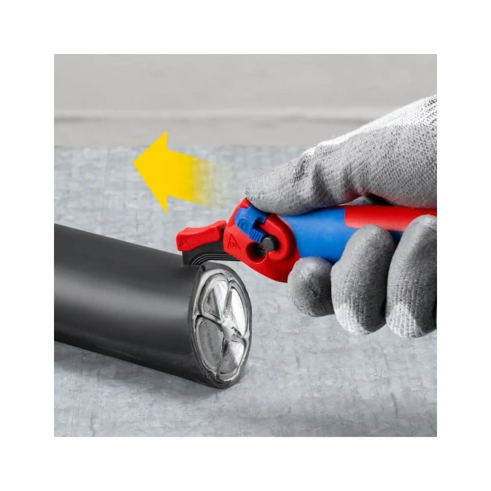 Knipex 1-1/8 x 5-3/4 Inch Ratcheting Knife, Red and Blue, large image number 8